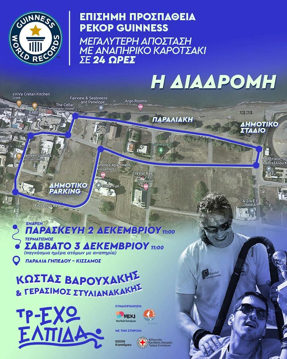 Κ. Βαρουχάκης – Γ. Στυλιανακάκης: Η διαδρομή που θα ακολουθήσουν για το ρεκόρ Γκίνες! (Pic) runbeat.gr 
