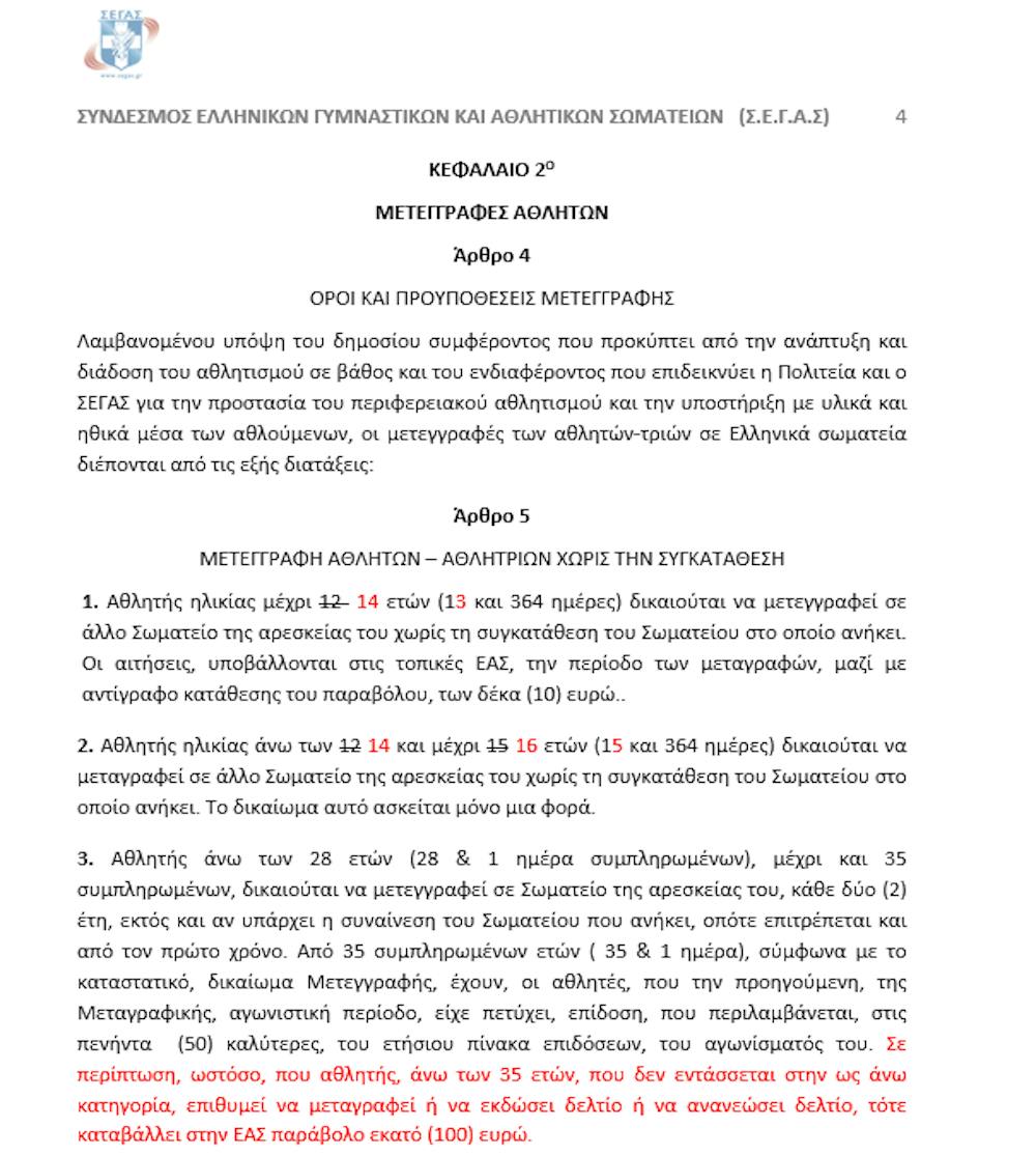 Οριστικό: O ΣΕΓΑΣ αποκατέστησε το λάθος και εκδίδει αθλητικά δελτία άνω των 35 ετών runbeat.gr